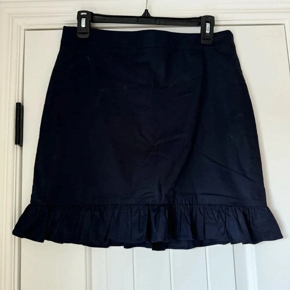 J.Crew Stretch Cotton Ruffle Navy Blue Mini Skirt NWT - Picture 2 of 8